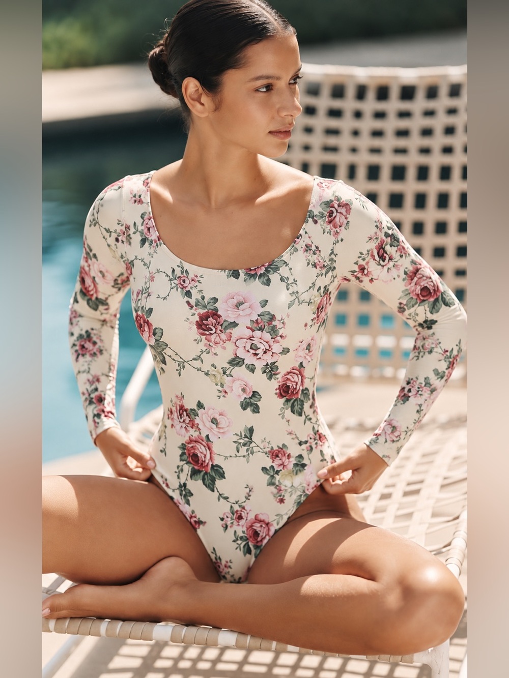 NWT Antonio Melani The Style Bungalow Miraflores Long Sleeve One Piece Swimsuit